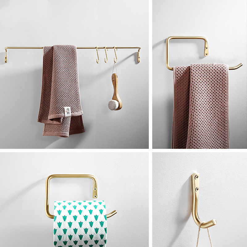 Solid Brass Bathroom Accessory Set Brushed Gold Towel Bar Bathroom Hardware Sets Robe Hook Towel Holder Wall-mount Ring
Solid Brass Bathroom Accessory Set Brushed Gold Towel Bar Bathroom Hardware Sets Robe Hook Towel Holder Wall-mount Ring