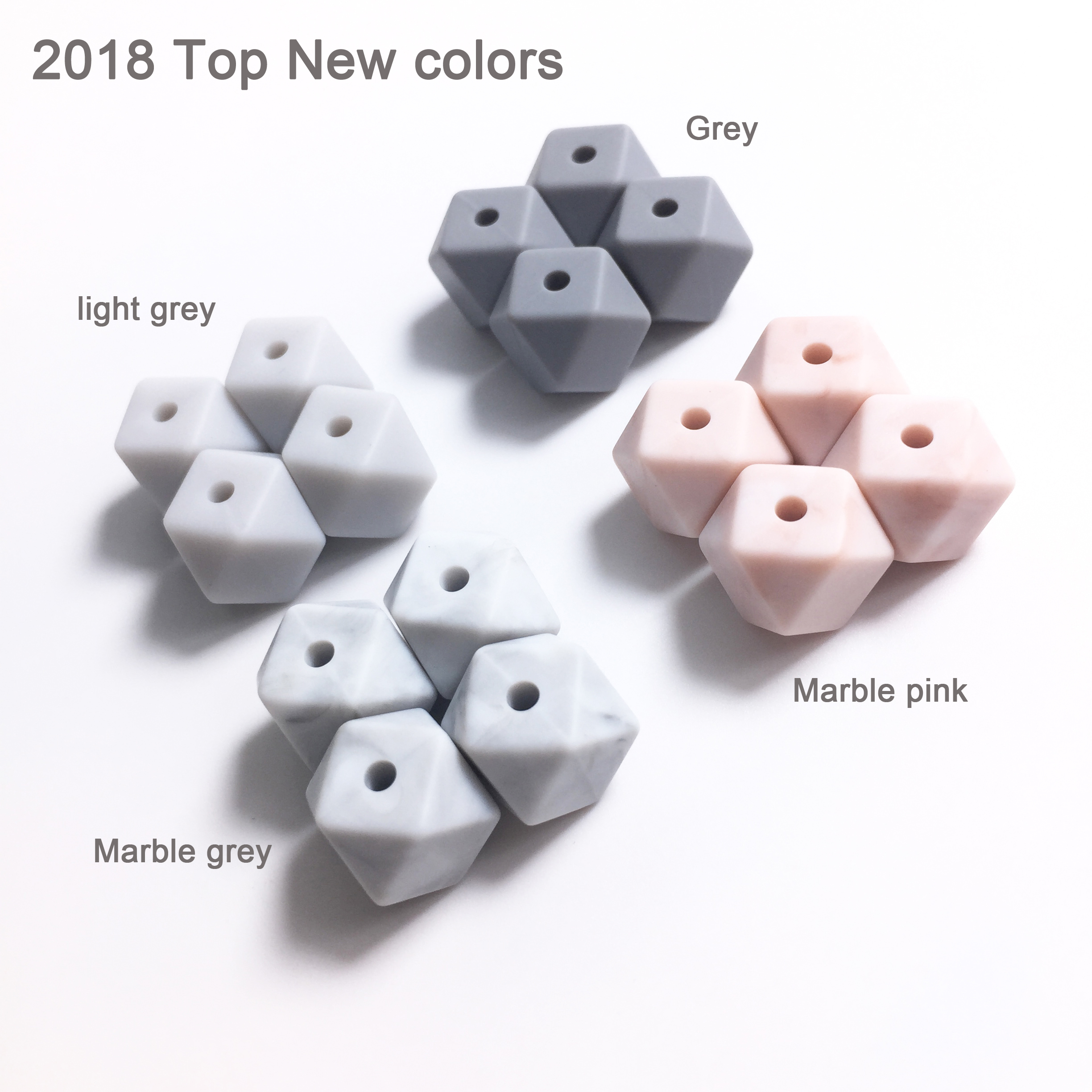 silicone beads Hexagon candy color 100PC baby teether Mini Hexagon bead Necklace Pendant DIY nursing bracelet kids beads