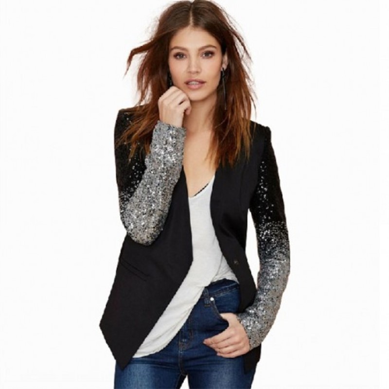 Spring Blazer Women Silver Sequins Blazer Women Full Sleeve V Neck Blazers And Jackets Plus Size Suit Jacket Elegant, Black
Spring Blazer Women Silver Sequins Blazer Women Full Sleeve V Neck Blazers And Jackets Plus Size Suit Jacket Elegant, Black