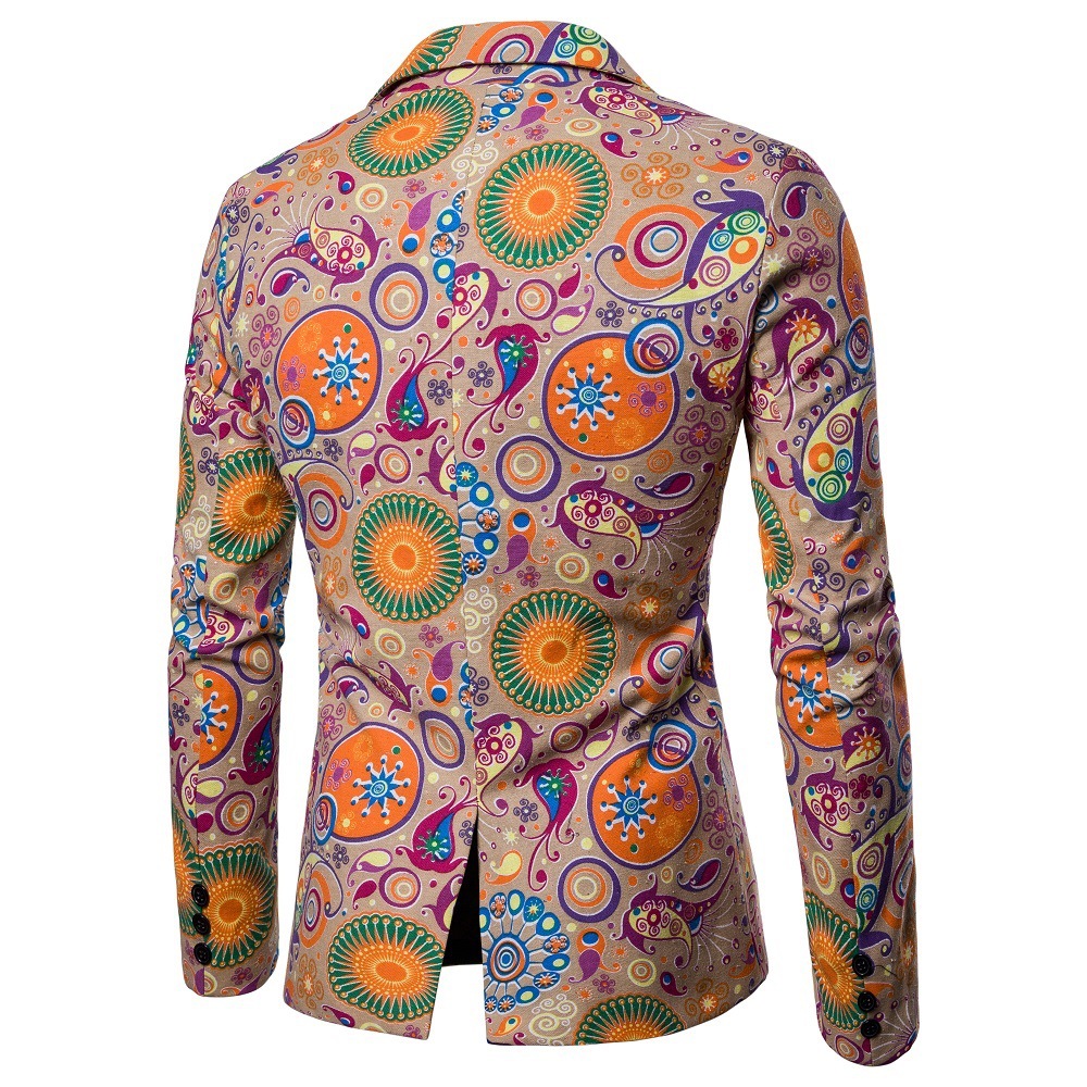 2019 African Printing Men's Wedding Tuxedos Groom Designer Jackets Two Button Colorful Men Blazer In Stock
