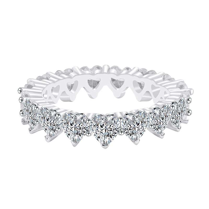 2020 Hot Sale New Bling Luxury Jewelry 925 Sterling Silver White Topaz Radiant Cut CZ Diamond Party Women Wedding Engagement Band Ring Gift