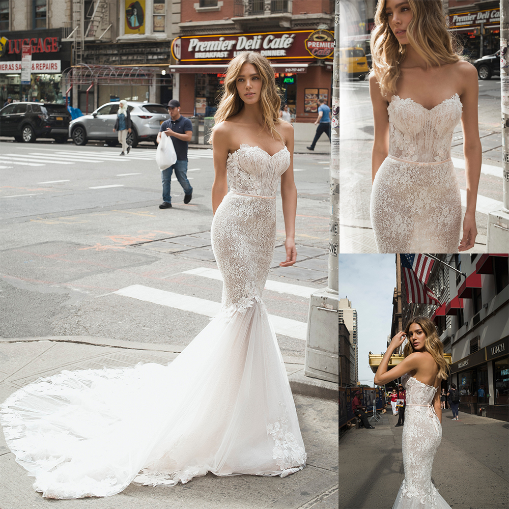 Netta Benshabu Elegant Mermaid Wedding Dresses Strapless Applique Sequins Wedding Dress Sweep Train Bridal Gowns, Multicolor
Netta Benshabu Elegant Mermaid Wedding Dresses Strapless Applique Sequins Wedding Dress Sweep Train Bridal Gowns, Multicolor