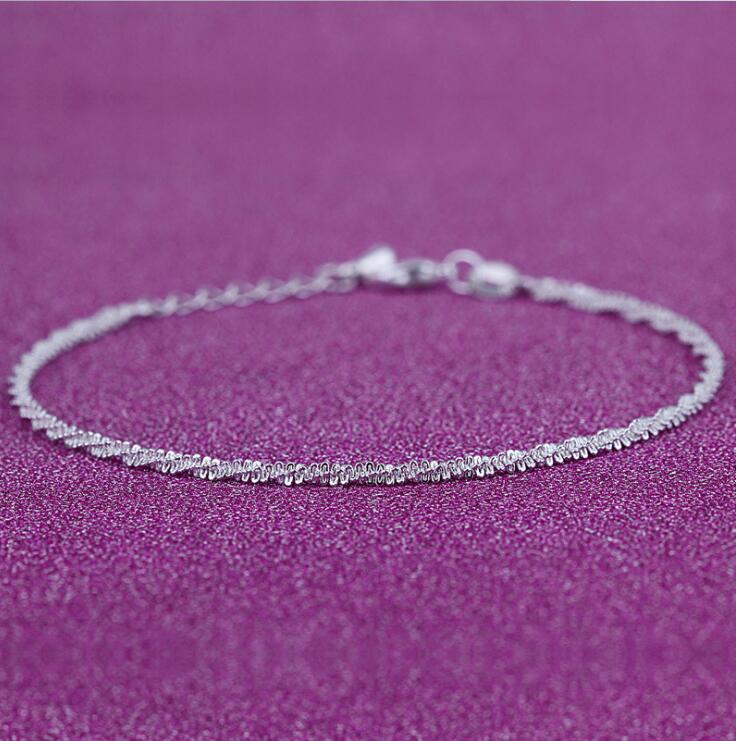 Wholesale- New Foot Jewelry Anklets Hot Sale Silver Anklet Link Chain For Women Girl Foot Bracelets Fashion Jewelry Wholesale Free Shipping