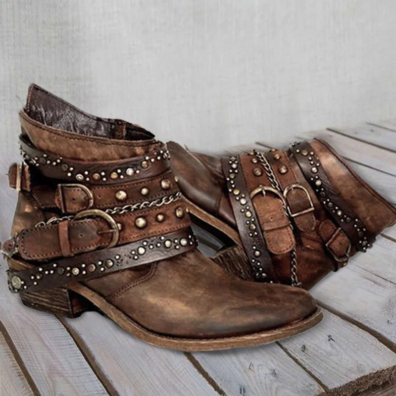 Women ankle boots low heels shoes vintage PU leather gladiator booties rivets buckle deco woman mujer zapatos botas mujer 2020, Black
Women ankle boots low heels shoes vintage PU leather gladiator booties rivets buckle deco woman mujer zapatos botas mujer 2020, Black