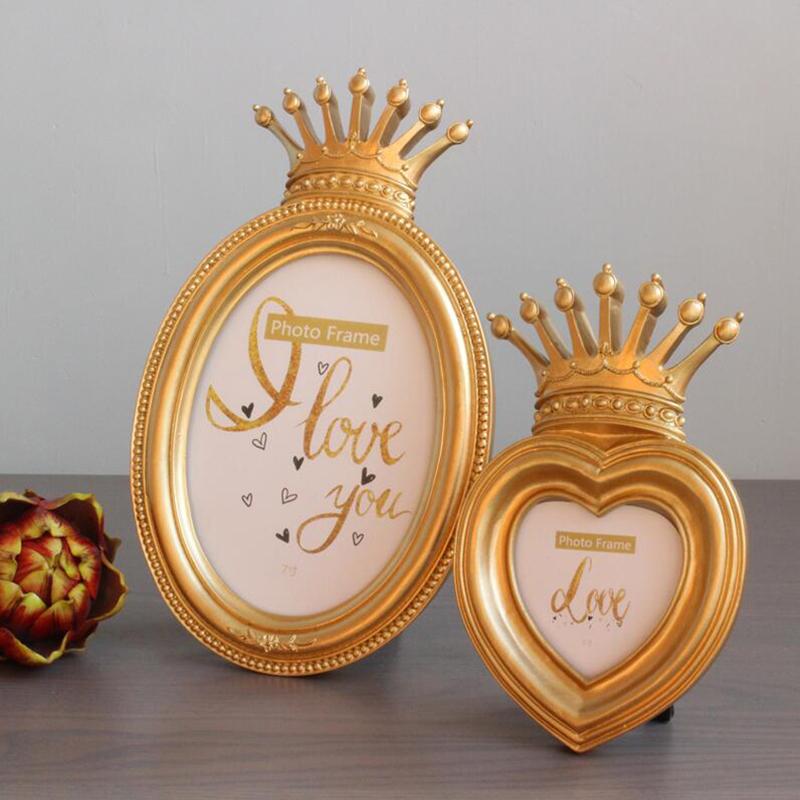 Baroque Style Gold Crown Decor Creative Resin Picture Desktop Frame Photo Frame Gift Home Wedding Decoration