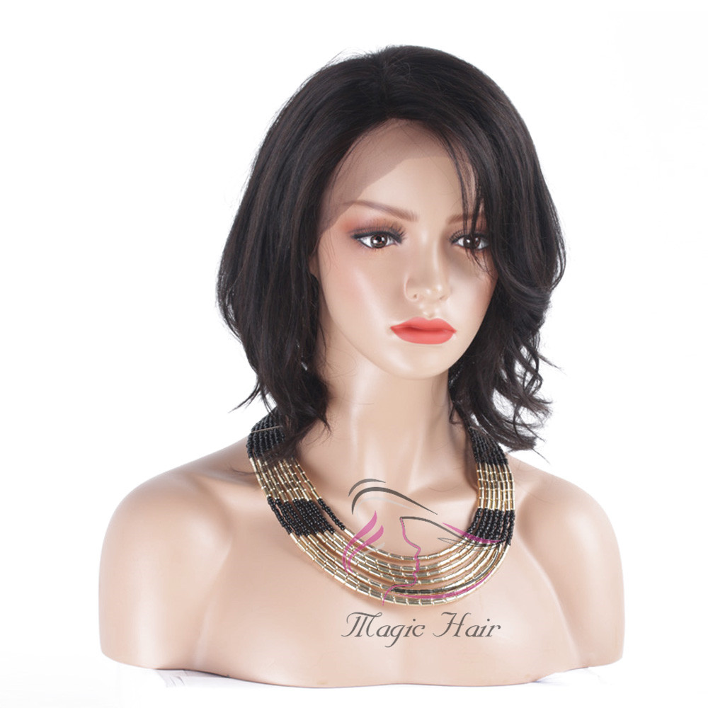 Lace Front Human Hair Wigs Full Lace Human Hair Wigs Glusess Wavy Bob Wigs 130% Density