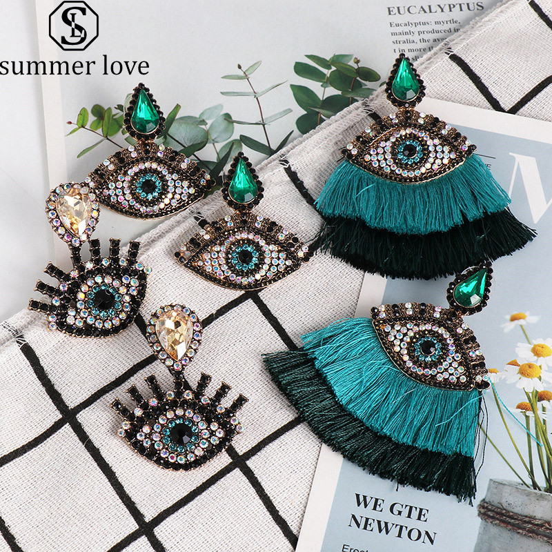 Bohemian Crystal Evil Blue Eyes Long Drop Earrings for Women Ethnic Trendy Tassel Statement Earrings Dangle Fashion Valentne's Day Jewelry-Z
Bohemian Crystal Evil Blue Eyes Long Drop Earrings for Women Ethnic Trendy Tassel Statement Earrings Dangle Fashion Valentne's Day Jewelry-Z