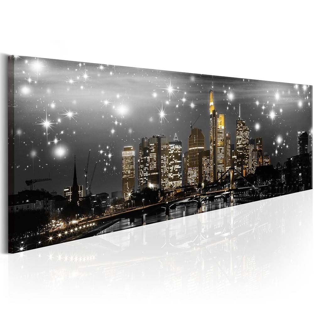 ( No Frame )1 Panels Beautiful Night Light Buildings Wall Decoration Modern City Landscape Photography Art Picture ,(Multicolor)