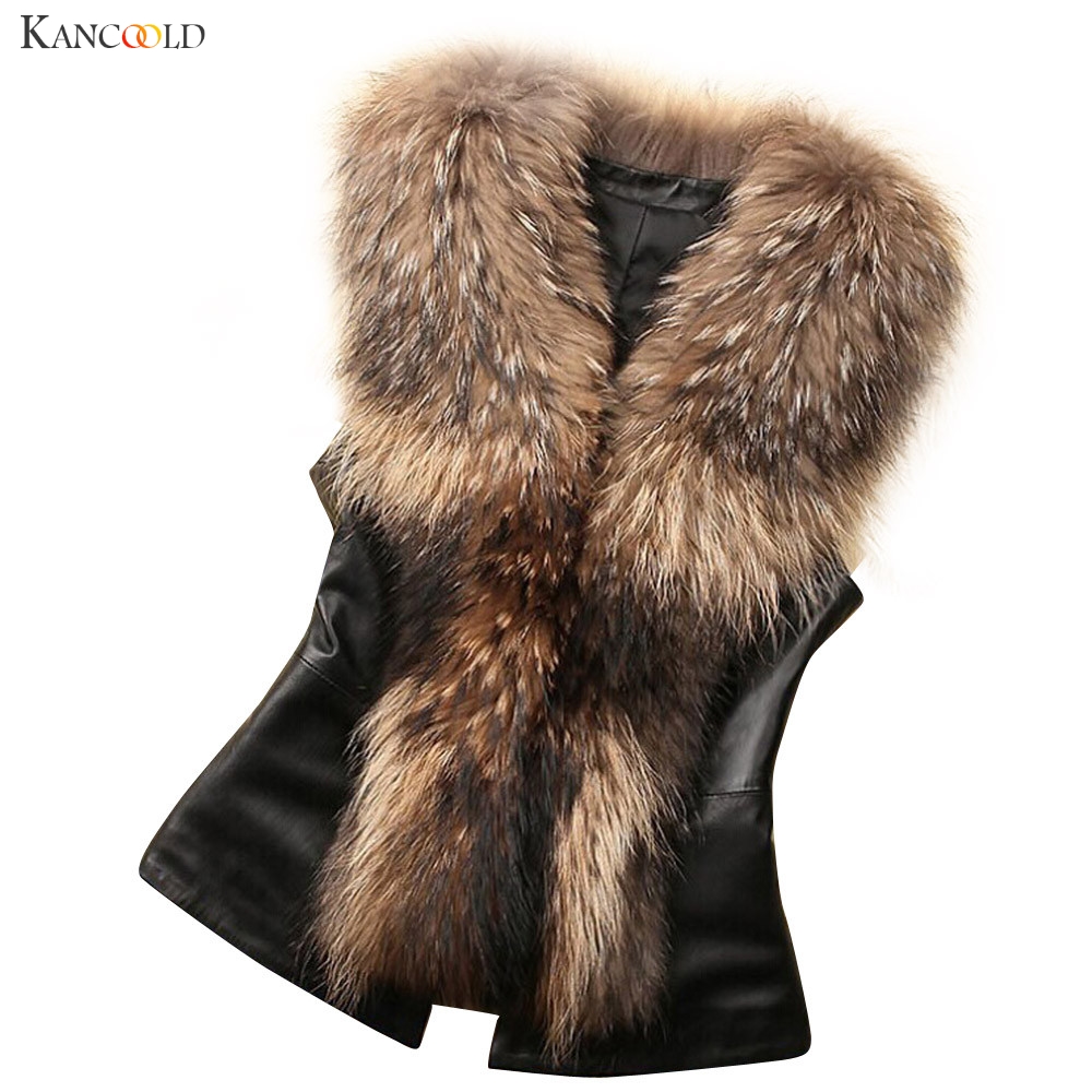 Women Faux Fur Collar Vest Jacket Hot Sleeveless PU Leather Splice Winter Warm Coat Waistcoat Gilet Russian Female Outwear Dec15, Black
Women Faux Fur Collar Vest Jacket Hot Sleeveless PU Leather Splice Winter Warm Coat Waistcoat Gilet Russian Female Outwear Dec15, Black