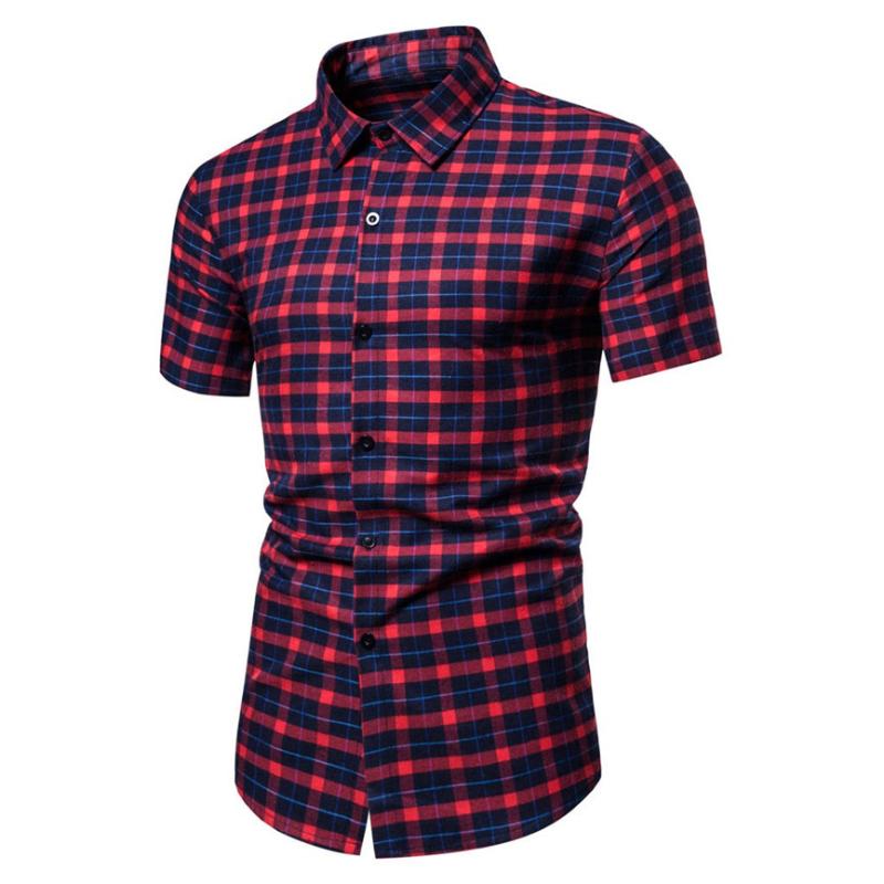 Business Men Plaid Shirt Slim Top Male Fashion Plaid Printed Splicing Colorful Stripe Short Sleeve Loose Shirt, Red
Business Men Plaid Shirt Slim Top Male Fashion Plaid Printed Splicing Colorful Stripe Short Sleeve Loose Shirt, Red