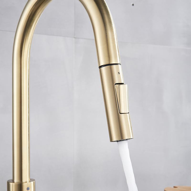 Pull Out Sensor Kitchen Faucet Brushed Gold Sensitive Touch Control Faucet Mixer For Kitchen Touch Sensor Kitchen Mixer Tap T200429172410