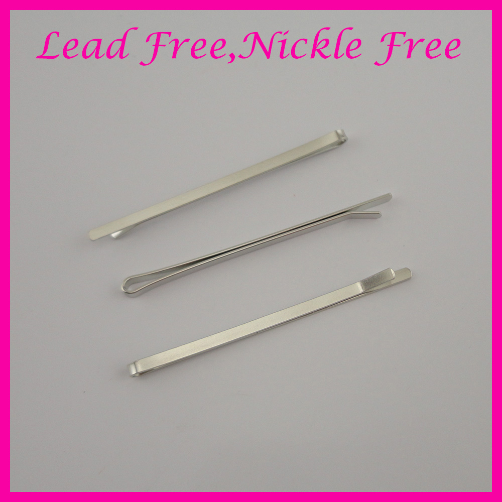 50PCS 3.0mm*7.0cm Silver finish plain flat metal bobby pins for women girls at nickle free lead free,Metal hair barrettes pins slide clips