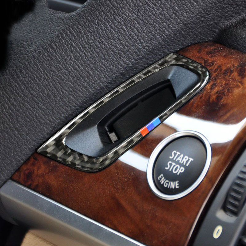 Carbon Fiber Keyhole decorative ring Ignition Key Lock Panel Cover Trim car Stickers For BMW X5 X6 E70 E71
