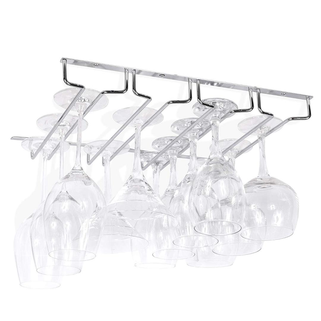 Botique-Under Cabinet Stemware Wine Glass Holder Storage Rack 13.5 Inch Deep