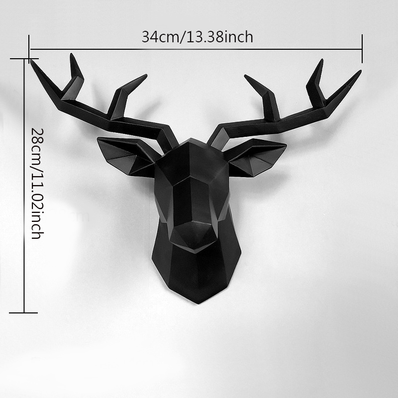 3D Deer Head Sculpture Home Decoration Accessories Geometric Deer Head Abstract Sculpture Room Wall Decor Resin Deer Head Statue T200330