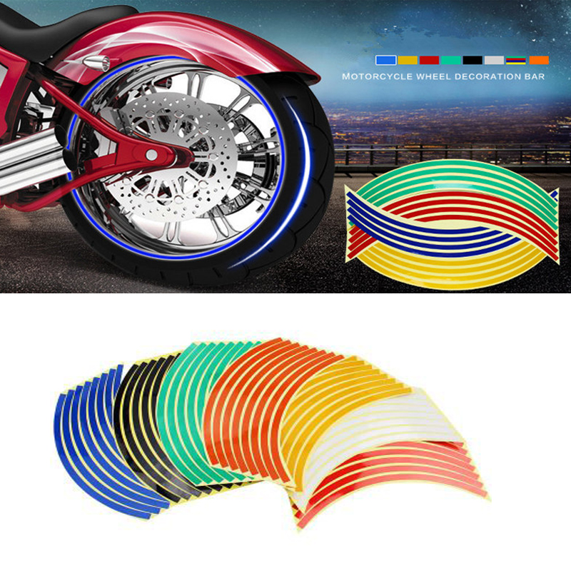 Strips Motorcycle Wheel Sticker Reflective Decals Rim Tape Bike Car Styling For YAMAHA HONDA SUZUKI Harley BMW