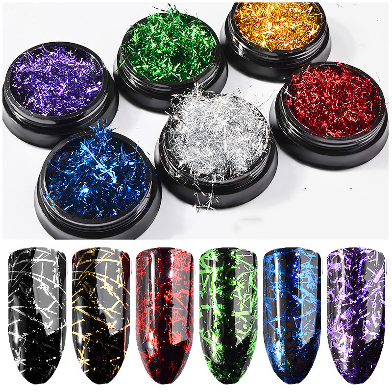 Nail Art Glitter Gold Silver Silk Stripes Lines Sequins Magic Effect Chrome Powder Mirror Powder Aluminum Foil Flakes Decoration C19011401