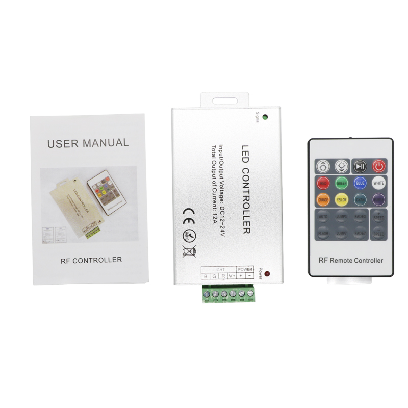 DC 12V-24V RGB LED Dimmer RF Wireless Remote Controller 20keys 433Hz Control 12A with Aluminum Receiver
DC 12V-24V RGB LED Dimmer RF Wireless Remote Controller 20keys 433Hz Control 12A with Aluminum Receiver