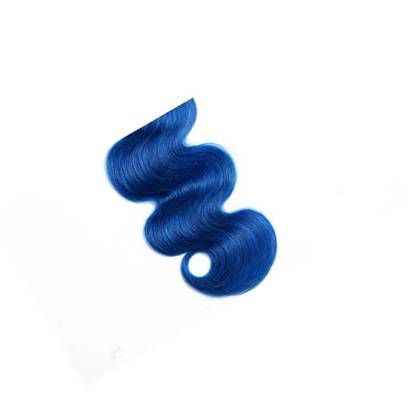 Indian Virgin 3 Bundles Body Wave 1B/Blue Ombre Human Hair Extensions Three Pieces 1B Blue - view 9