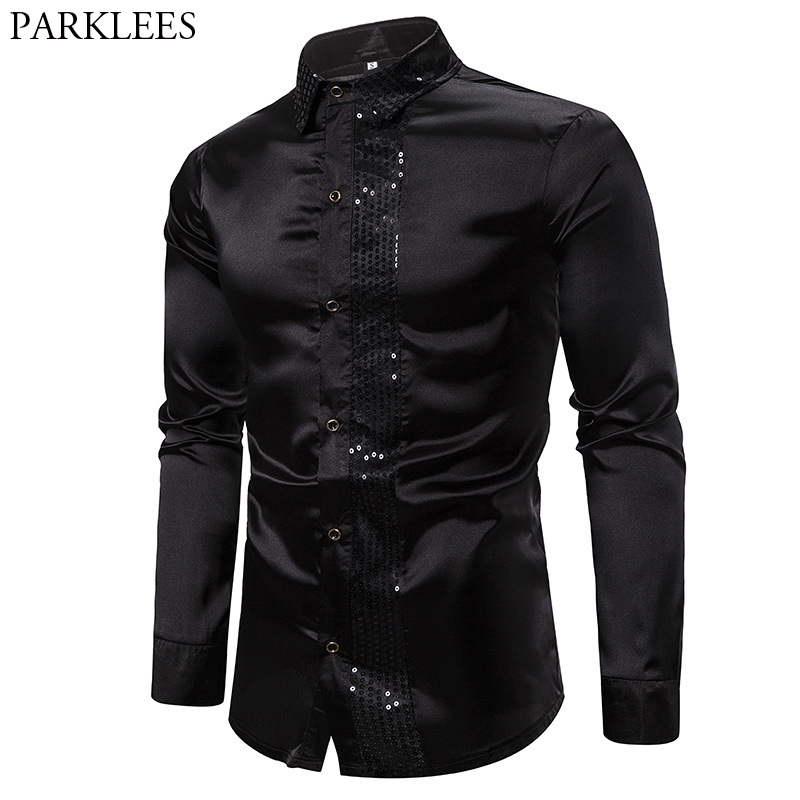 Mens Sequin Glitter Shirts New Long Sleeve Silk Satin Shiny Disco Party Shirt Men Host Stage Dance Prom Costume Chemise Homme, Gold
Mens Sequin Glitter Shirts New Long Sleeve Silk Satin Shiny Disco Party Shirt Men Host Stage Dance Prom Costume Chemise Homme, Gold