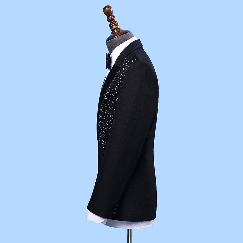 2piece handsome rhinestone mens suit new fashion groom suit wedding suits for best men slim fit groom tuxedo for man in stock free shipping