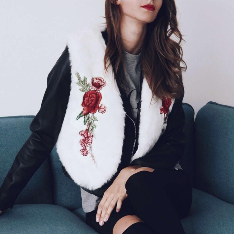 Embroidery Flower Womens Fur Coat Short Vest Autumn Winter 2020 Faux Fur Jacket Women Vintage Artificial Vest Plus Size 4XL, White
Embroidery Flower Womens Fur Coat Short Vest Autumn Winter 2020 Faux Fur Jacket Women Vintage Artificial Vest Plus Size 4XL, White