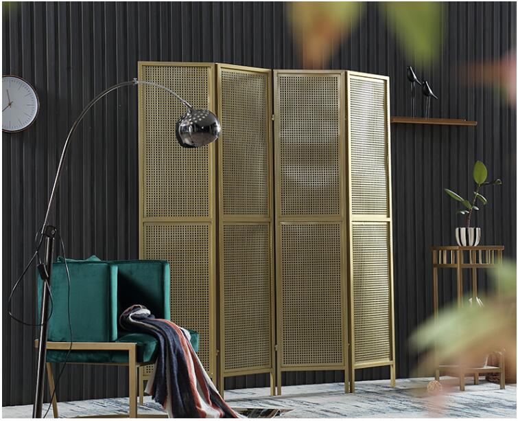 Openwork Screen iron partition living Room Dividers decoration mobile folding simple small house push-pull screens