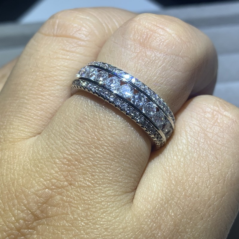 Sterg Sier Round Cut White Topaz Stackable Women's Wedding Band Ring 89f8