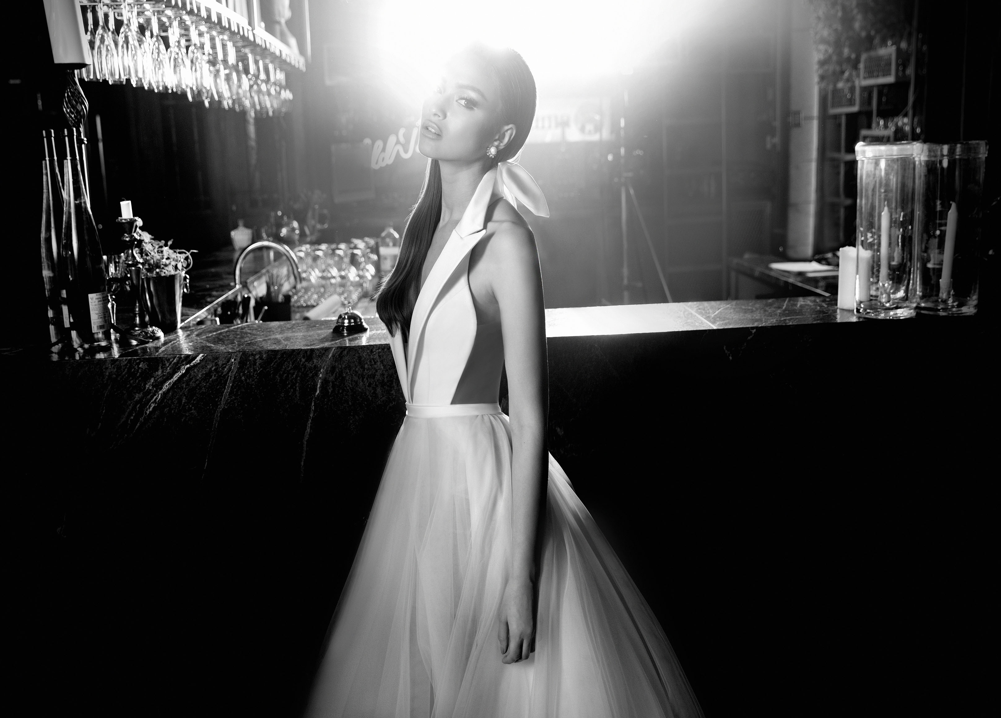Elihav Sasson Wedding Dresses 2019 Deep V Neck Sleeveless Tulle Beach Wedding Dress Thigh High Slits Backless Vestido De Novia