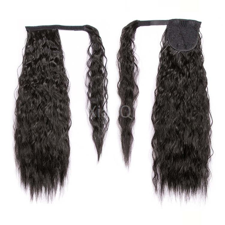 160g Long Drawstring Ponytail Human High Puff Afro Clip in Ponytail Hair Extensions Brown Curly Corn Wave Clip in Hair Pieces for Women