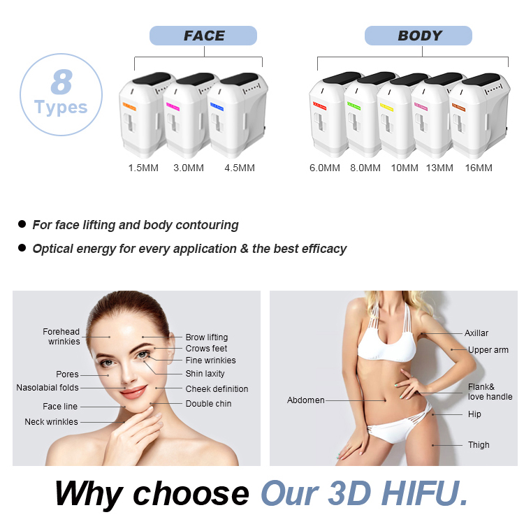 9D HIFU cartridges for face lifting wrinkle removal 8 different artridges 20500 shots each fat reduction body slimming 9D HIFU Cartridge