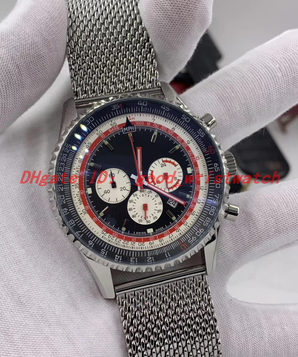 Classic NAVITIMER mens watches Black face Quartz movement Stopwatch High quality stainless steel metal strap orologio di lusso 1884, Slivery;brown
Classic NAVITIMER mens watches Black face Quartz movement Stopwatch High quality stainless steel metal strap orologio di lusso 1884, Slivery;brown