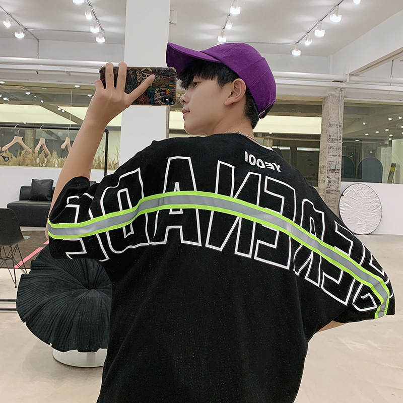 Hip Hop T-shirt Men Cotton Reflective Strip Letter Print O Neck Half Sleeve Tees Summer Streetwear Plus Size Mens Tops Asian Size, Black
Hip Hop T-shirt Men Cotton Reflective Strip Letter Print O Neck Half Sleeve Tees Summer Streetwear Plus Size Mens Tops Asian Size, Black