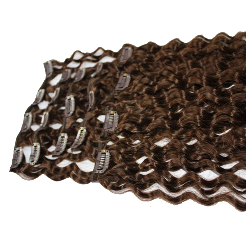 12 28 grade 10a 8pcs 100g 120g full head deep curly clip in human hair extensions deep wave black brown blonde