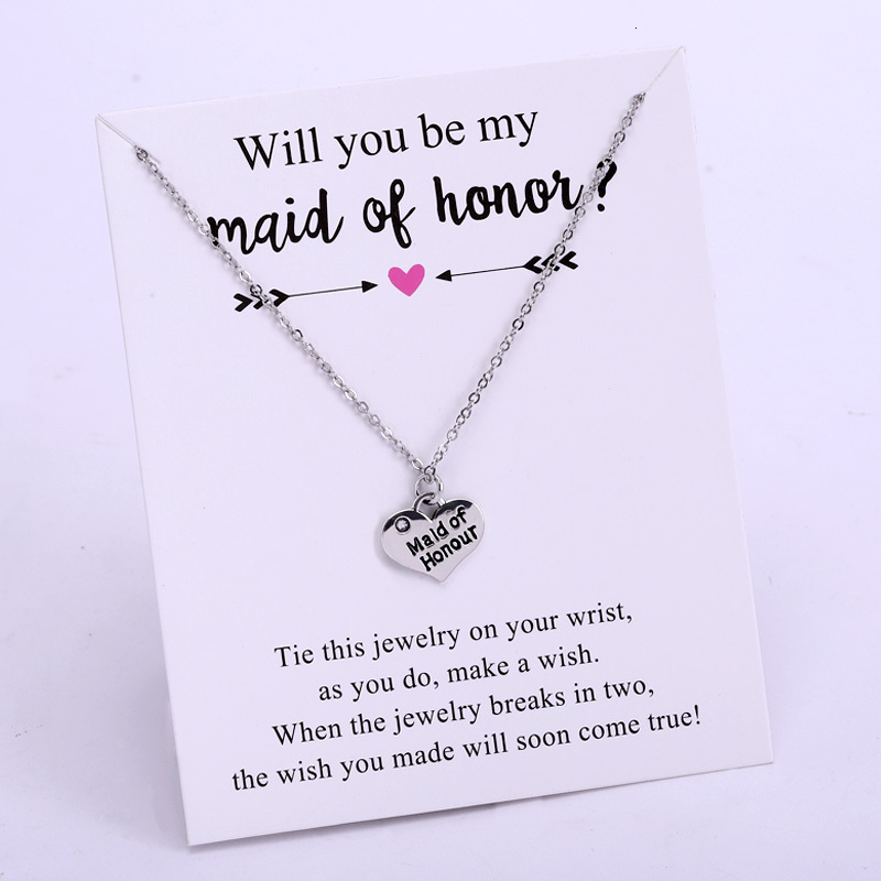 Bride Maid Of Honour Chain Necklaces Honor Flower Girl Bridesmaid Silver Pendants Necklace Women Trendy Jewelry Lover's Gift
Bride Maid Of Honour Chain Necklaces Honor Flower Girl Bridesmaid Silver Pendants Necklace Women Trendy Jewelry Lover's Gift