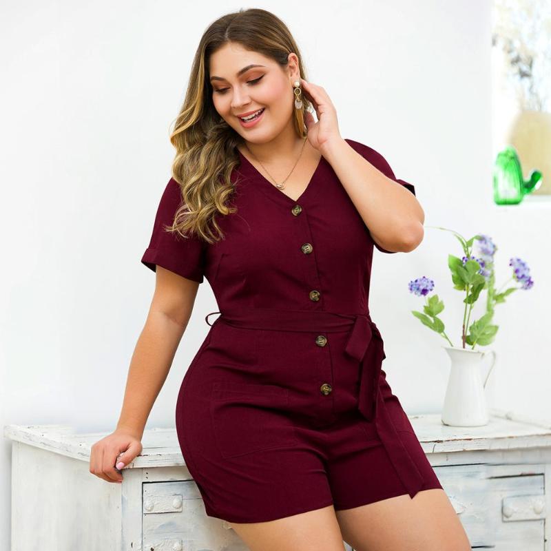 WHZHM Party Playsuits Women Black V-Neck Buttons Sashes Loose Short Pants Short Sleeve Casual Plus Size 3XL 4XL Playsuits Ladies, Burgundy
WHZHM Party Playsuits Women Black V-Neck Buttons Sashes Loose Short Pants Short Sleeve Casual Plus Size 3XL 4XL Playsuits Ladies, Burgundy
