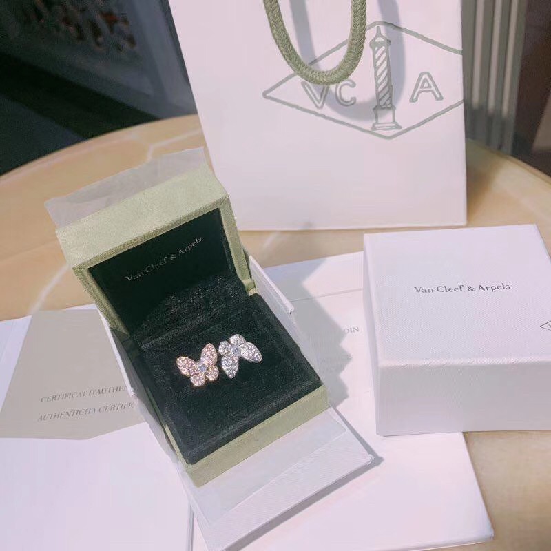 Fashion-Brand name Top Quality punk opened butterfly ring with diamond for women jewelry gift wedding Free shipping PS6424A