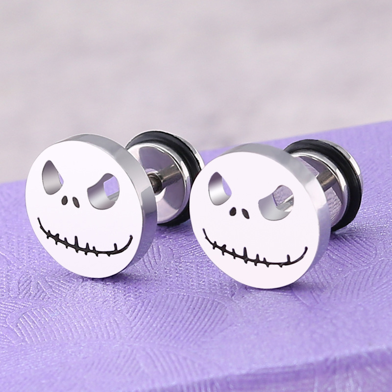 Gold Silver Black Color Cute Stud Earrings Funny pumpkin Ghost Nightmare Face Women Men Earring Jewelry Wholesale