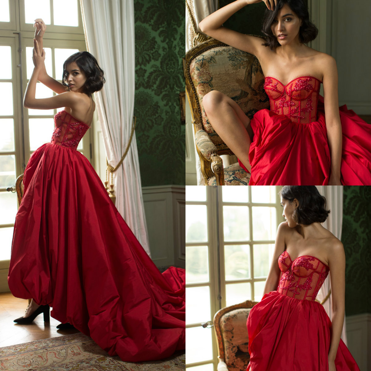 2020 Red Prom Dresses Sweetheart Lace Appliques Satin Riffles Appliques Formal Evening Gowns A Line Arabic Party Dress Wear