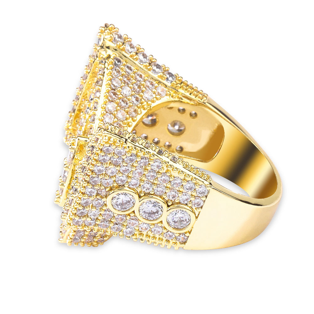 Hip Hop Casting Butterfly Rings Bling 18k Real Gold Plated Cubic Zircon Diamond Finger Ring Jewelry