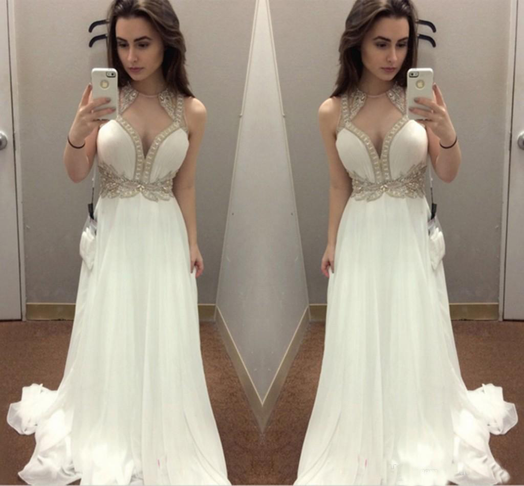 New Arrival Chiffon Special Occasion Dresses Evening Dresses Mopping Long Section Jewel A-Line Applique Sheer Neck Prom Dresses