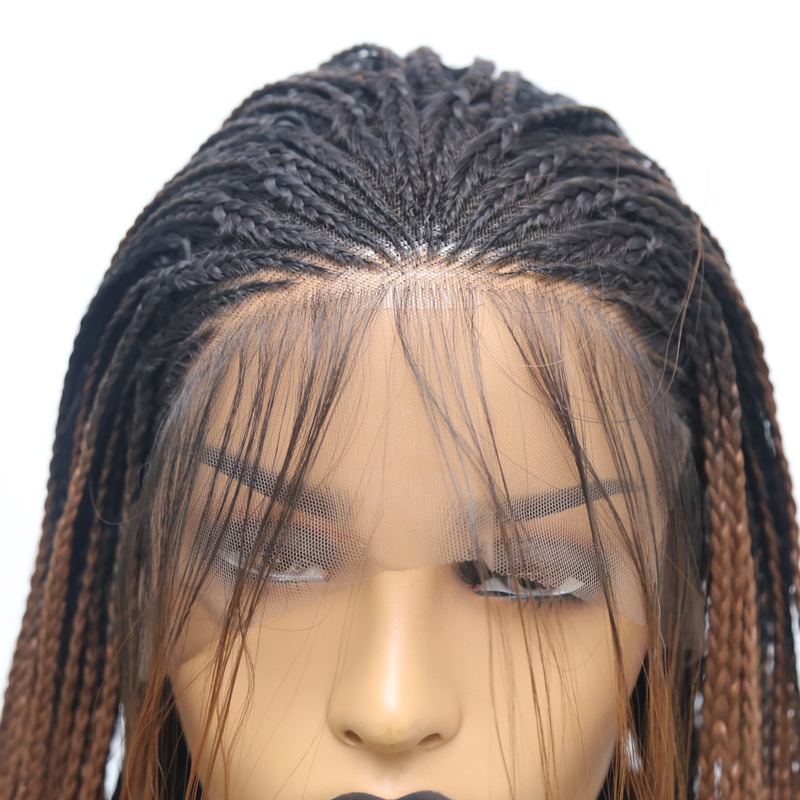 Ombre Wig High Temperature Fiber Hair Synthetic Lace Front Wig with Baby Hair Box Braided Wigs for Women Synthetic Wigs