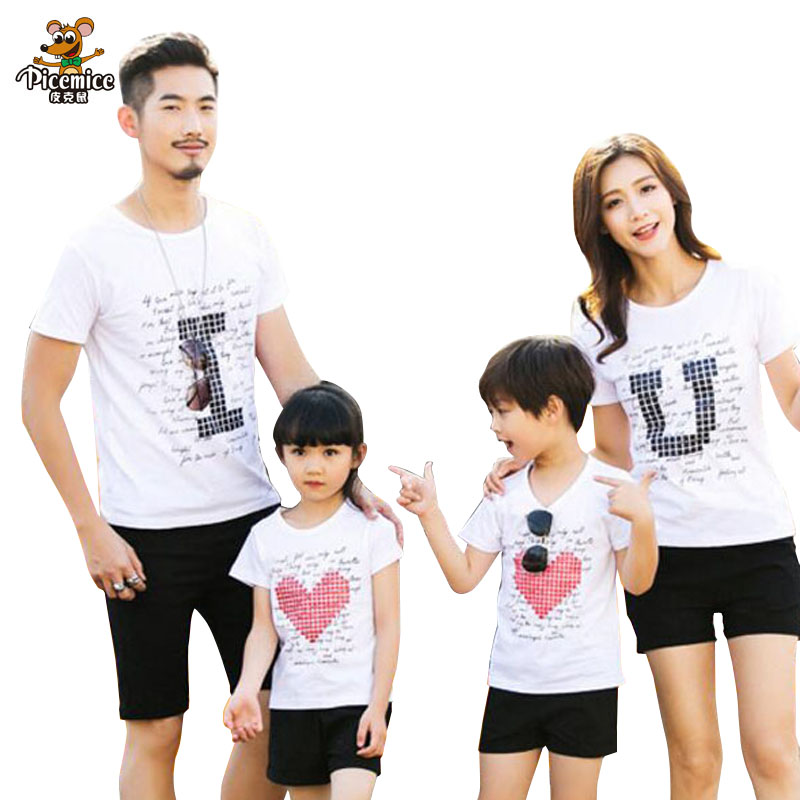 Family Clothing Fashion Parent-child Summer Love Mother Daughter Family Matching Outfits Short Sleeve Cotton T-shirt Black Pants, White t shirt
Family Clothing Fashion Parent-child Summer Love Mother Daughter Family Matching Outfits Short Sleeve Cotton T-shirt Black Pants, White t shirt
