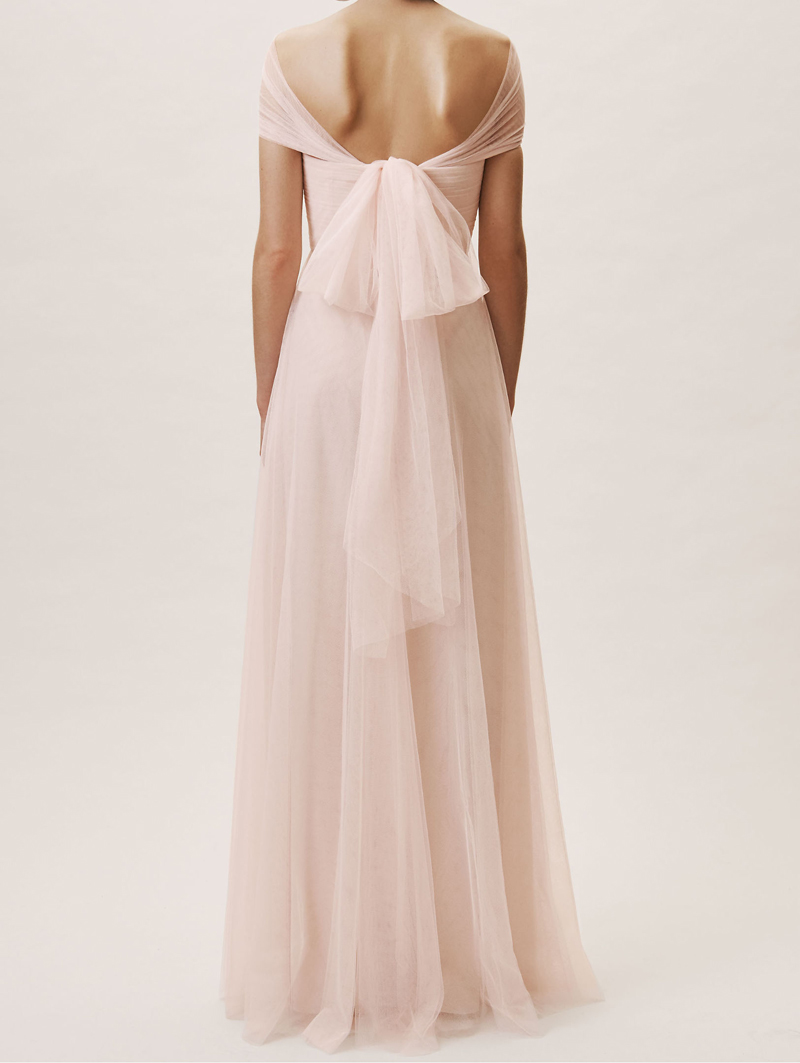 Blush Bridesmaid Dresses Long Soft Tulle ( the strap can be change into different style)