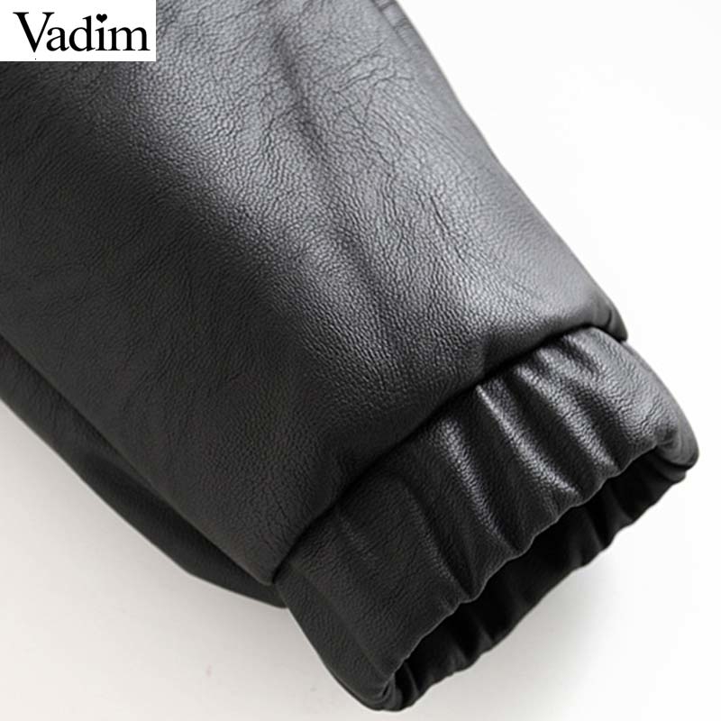 Women's Chic PU Leather Pants Elastic Waist Drawstring Tie Pockets | Solid Basic Trousers