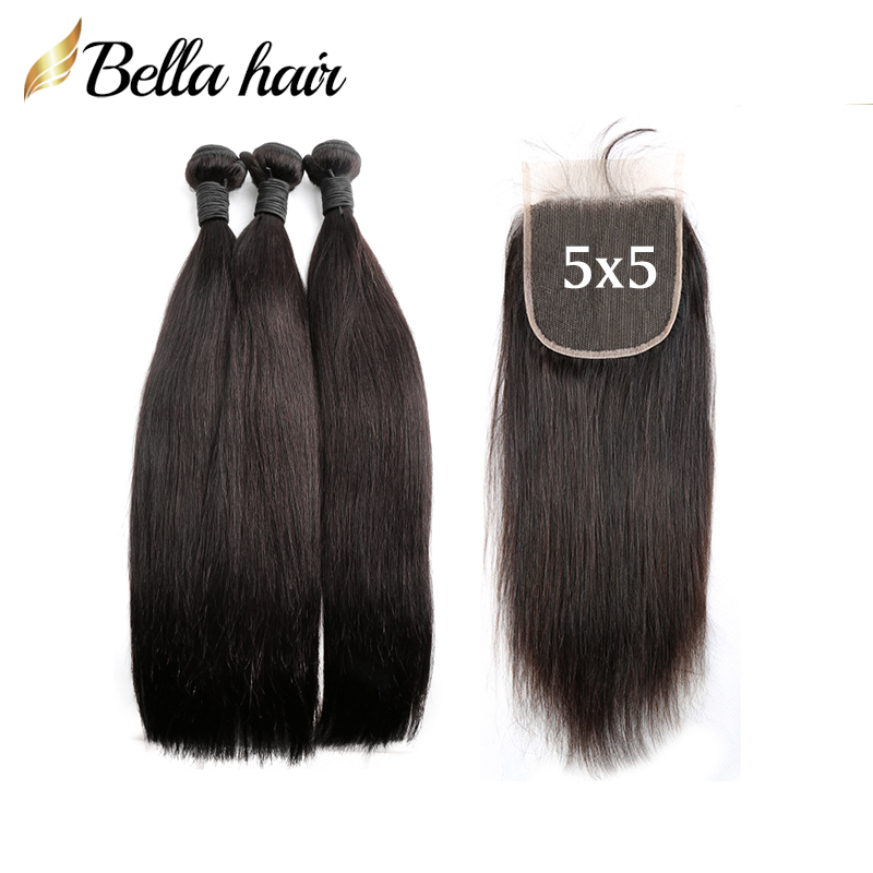 Straight 3 Hair Bundles with Closure 5X5 Peruvian Brazilian Natural Black Virgin Weaves Extensions Bella Hair, Natural color
Straight 3 Hair Bundles with Closure 5X5 Peruvian Brazilian Natural Black Virgin Weaves Extensions Bella Hair, Natural color