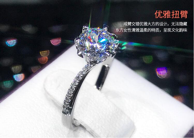 Size 4-10 Luxury Jewelry Real 925 Sterling Silver Round Cut White Topaz CZ Diamond Gemstones Party Women Wedding Engagement Band Ring Gift