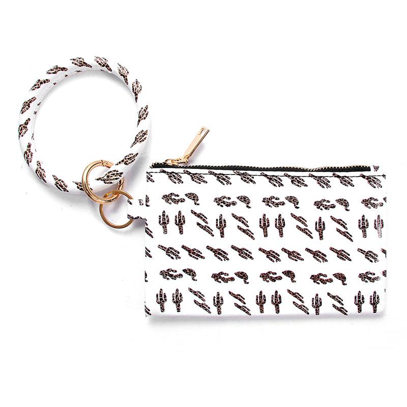 PU Bracelet Keychain Leather Wrist Key Ring Handbag Leopard Bracelets Pendant Purse Lady Clutch Bag Hand Carry Bags Phone Case