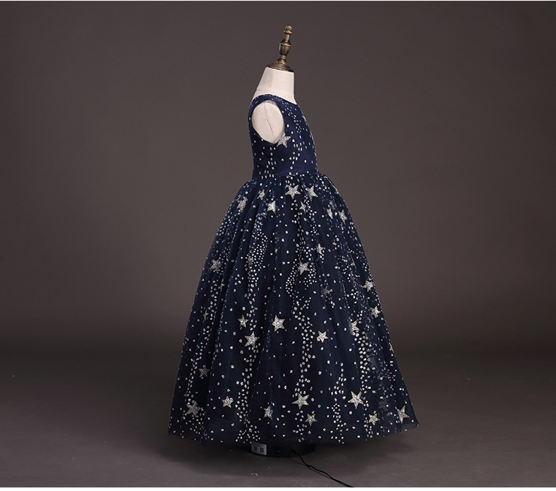 Full Star Flower Girls Dresses Sleeves Jewel Neck Girls Pageant Dresses Ball Gown Dress For Wedding Birthday Party