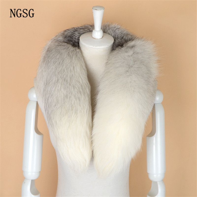 NGSG Real Fox Fur Scarf Women Men Striped Winter Warm 80-90CM Long Tail Scarf Fashion y Collar Scarves Wraps Female W001 C18110101 - view 7